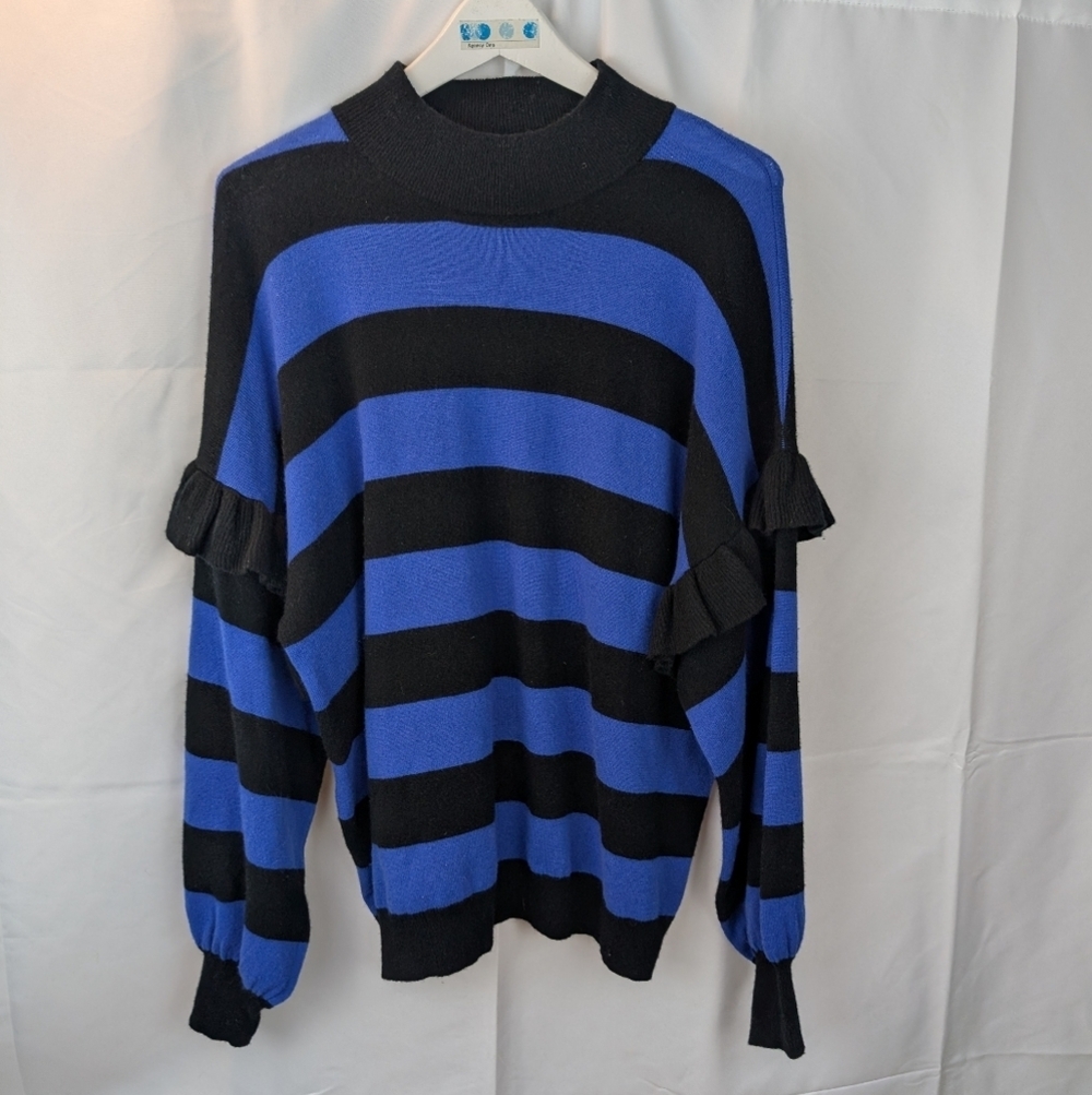 Autumn cashmere Striped Blue and Black Sweater size XL in EUC